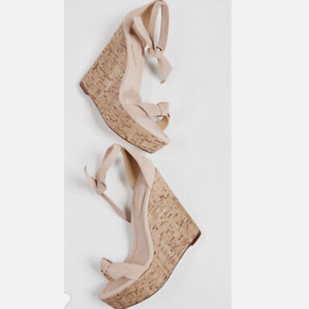 Alexandre Birman pink suede cork wedges